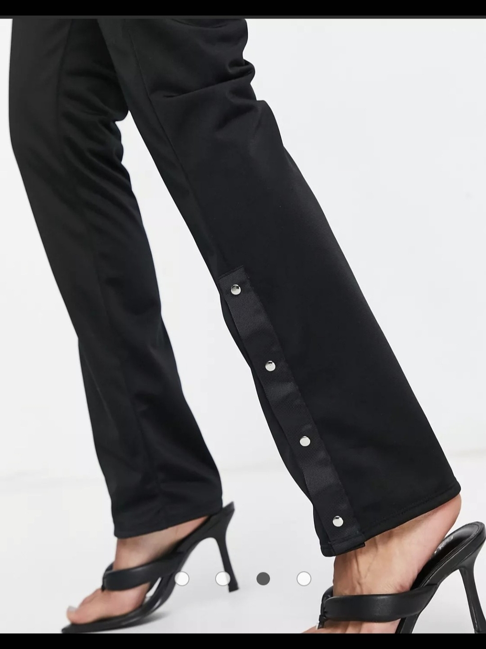 Black Snap-Trim Women’s Pants